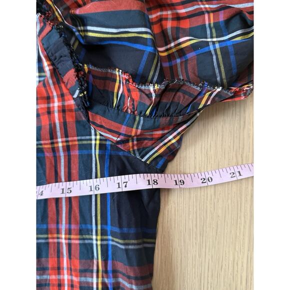 J Crew Women's Popover Shirt Top Sz XS Stewart Tartan Plaid Ruffle Classic - Picture 9 of 11
